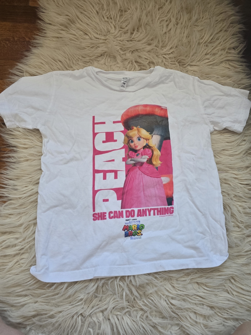 Girls' White Princess Peach Graphic Tee - Mario Bros